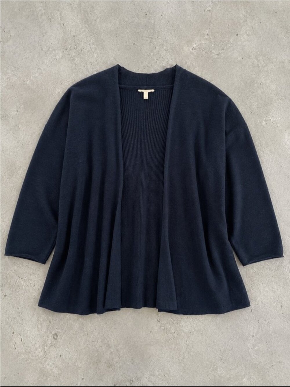 Eileen Fisher Organic Linen Cotton Open Front Cardigan Woman Large Gray Capsule